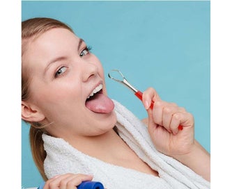 Listing 4 of 7 for Stainless Steel Tongue Tounge Cleaner Scraper Dental Care Hygiene Oral-Sliver