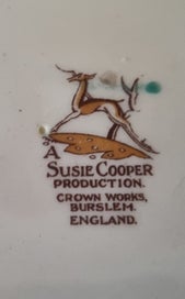 Listing 3 of 3 for Fabulous ICONIC 1930's Susie Cooper FEATHER Design Turquoise Soup Bowl