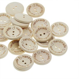 Listing 2 of 2 for 100pcs Wooden Buttons Handmade with Love 20mm