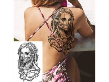 Listing 4 of 8 for Africa Serengeti Lion Temporary Tattoo Black Indian Warrior Waterproof Flash