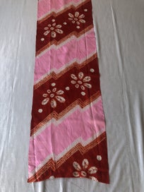 Listing 2 of 11 for Vintage Pink Red Hand Dyed Japanese Shibori Silk Kimono Panel Fabric Piece