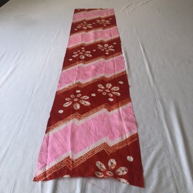 Listing 5 of 11 for Vintage Pink Red Hand Dyed Japanese Shibori Silk Kimono Panel Fabric Piece