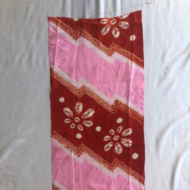 Listing 4 of 11 for Vintage Pink Red Hand Dyed Japanese Shibori Silk Kimono Panel Fabric Piece