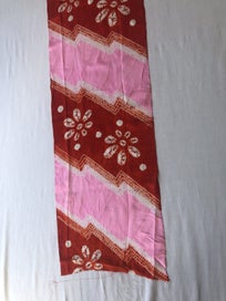 Listing 8 of 11 for Vintage Pink Red Hand Dyed Japanese Shibori Silk Kimono Panel Fabric Piece