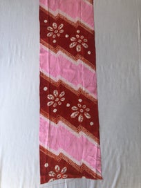 Listing 11 of 11 for Vintage Pink Red Hand Dyed Japanese Shibori Silk Kimono Panel Fabric Piece