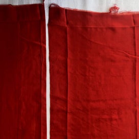 Listing 6 of 8 for Red Vintage Japanese Silk Fabric Pieces x2 Kimono Lining Panels