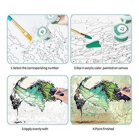 Listing 5 of 5 for DIY Paint By Numbers Pink Flowers 20x30cm with Canvas & Frame