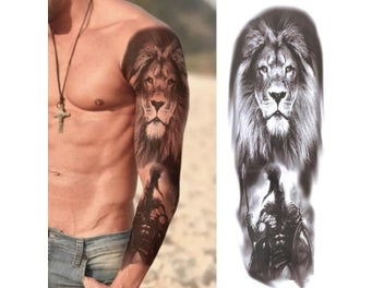 Listing 7 of 9 for Sexy Long Full Arm Rose Clock Temporary Tattoos For Men Women Tatoo Body Leg