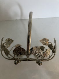 Listing 12 of 15 for Rare Sowerby Marigold Carnival Glass Art deco Boat shaped dish in metal No. 2480