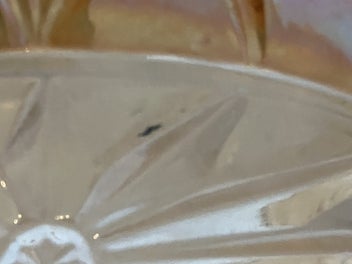 Listing 14 of 15 for Rare Sowerby Marigold Carnival Glass Art deco Boat shaped dish in metal No. 2480