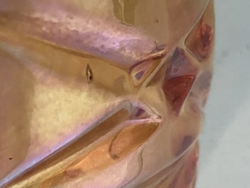 Listing 15 of 15 for Rare Sowerby Marigold Carnival Glass Art deco Boat shaped dish in metal No. 2480