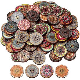 Listing 1 of 12 for Floral Wooden Buttons 20mm 200pcs