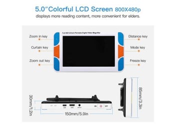 Listing 1 of 8 for Eyoyo 5.0" Inch LCD 3-48X Portable Digital Magnifier Lupa Electronic Video