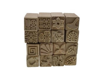 Listing 4 of 9 for Pottery Stamps Wood Blocks DIY Emboss Modeling Ceramic Texture Clay Tools
