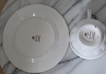 Listing 8 of 17 for Queen Anne Trio Floral and Gold Gild Vintage