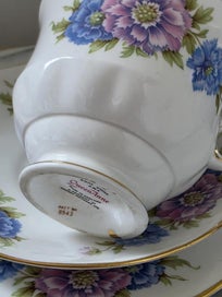 Listing 10 of 17 for Queen Anne Trio Floral and Gold Gild Vintage