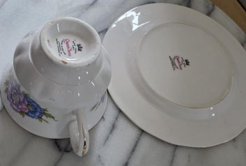 Listing 16 of 17 for Queen Anne Trio Floral and Gold Gild Vintage