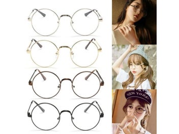 Listing 4 of 10 for Chic Eyeglasses Retro Big Round Metal Frame Clear Lens Glasses Nerd Spectacles
