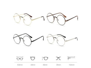 Listing 6 of 10 for Chic Eyeglasses Retro Big Round Metal Frame Clear Lens Glasses Nerd Spectacles
