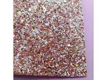 Listing 4 of 7 for 1 PCS A4 SIZE (21x29cm) PINK CHUNKY GLITTER Leather With PINK VELVET Fabric