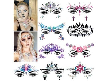 Listing 6 of 9 for 3D Sexy Face Tattoo Stickers Temporary Tattoos Glitter Fake Tattoo Rhinestones