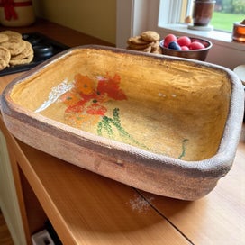 Listing 2 of 6 for Vintage Handcrafted Terracotta Serving Dish - Stunning & very heavy!