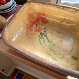 Listing 4 of 6 for Vintage Handcrafted Terracotta Serving Dish - Stunning & very heavy!