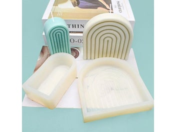 Listing 4 of 13 for 3D Geometric Arch Silicone Candle Mold Handmade Rainbow Shape Candle Making