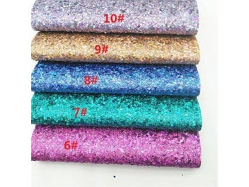 Listing 4 of 8 for Iridescent Chunky Glitter Faux Leather Felt Backing Synthetic Leather Glitter