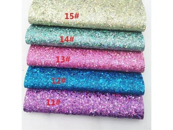Listing 5 of 8 for Iridescent Chunky Glitter Faux Leather Felt Backing Synthetic Leather Glitter