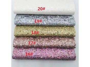 Listing 6 of 8 for Iridescent Chunky Glitter Faux Leather Felt Backing Synthetic Leather Glitter