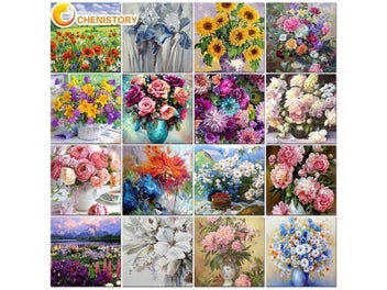Listing 3 of 9 for CHENISTORY Oil Painting By Number Flower Wall Art Unique Gift DIY Frame Picture