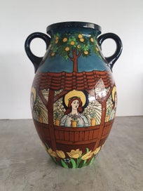 Listing 1 of 2 for The Folley Intarsio twin handle vase, early 1900s,