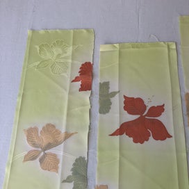 Listing 8 of 14 for Vintage Japanese Silk Floral Fabric Pieces x3 Kimono Panels