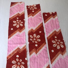 Listing 2 of 9 for Vintage Pink Red Hand Dyed Japanese Shibori Silk Kimono Panel Fabric Pieces x3