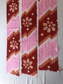 Listing 3 of 9 for Vintage Pink Red Hand Dyed Japanese Shibori Silk Kimono Panel Fabric Pieces x3