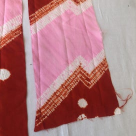 Listing 5 of 9 for Vintage Pink Red Hand Dyed Japanese Shibori Silk Kimono Panel Fabric Pieces x3