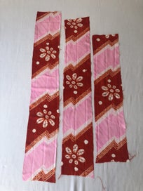 Listing 7 of 9 for Vintage Pink Red Hand Dyed Japanese Shibori Silk Kimono Panel Fabric Pieces x3