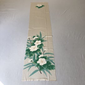 Listing 2 of 14 for Vintage Japanese Cream Silk Floral Fabric Piece Kimono Panel