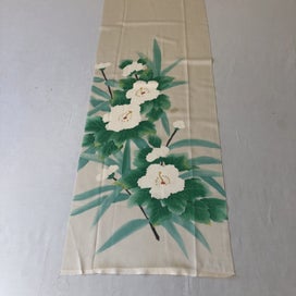 Listing 6 of 14 for Vintage Japanese Cream Silk Floral Fabric Piece Kimono Panel