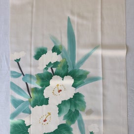 Listing 8 of 14 for Vintage Japanese Cream Silk Floral Fabric Piece Kimono Panel