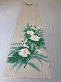 Listing 11 of 14 for Vintage Japanese Cream Silk Floral Fabric Piece Kimono Panel