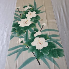 Listing 13 of 14 for Vintage Japanese Cream Silk Floral Fabric Piece Kimono Panel