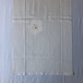 Listing 3 of 9 for Vintage Japanese Cream Silk Fabric Piece Kimono Panel White Flower