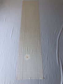 Listing 6 of 9 for Vintage Japanese Cream Silk Fabric Piece Kimono Panel White Flower