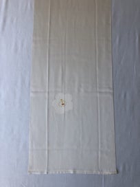 Listing 5 of 9 for Vintage Japanese Cream Silk Fabric Piece Kimono Panel White Flower