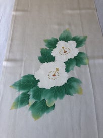 Listing 9 of 14 for Vintage Japanese Printed Floral Silk Fabric Piece Kimono Panel