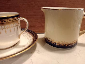 Listing 9 of 9 for Antique Royal Doulton Blue Gold Demitasse Cup & Saucer with Irish Vintage Jug