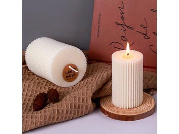 Listing 4 of 9 for Striped Cylindrical Silicone Candle Mold DIY Handmade Scented Candle Soap Craft