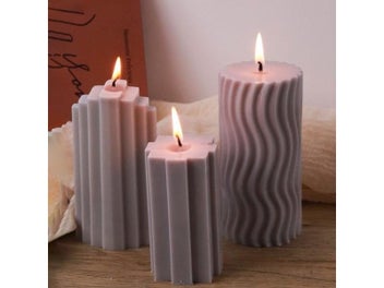 Listing 5 of 9 for Striped Cylindrical Silicone Candle Mold DIY Handmade Scented Candle Soap Craft